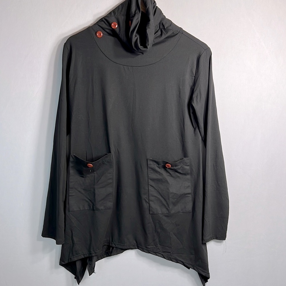 Sarah Woodz Casual Black Tunic Top size L